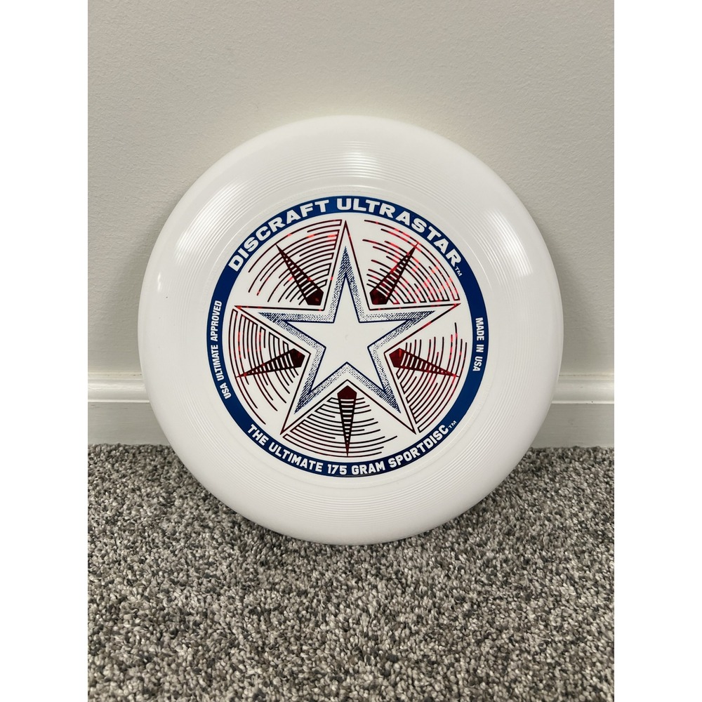 Discraft UltraStar 175 Gram Ultimate Frisbee Sport‎ Disc White Star Graphic USA